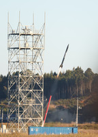 AstroX launches a small rocket in Minamisoma, Fukushima Prefecture, on Nov. 9.