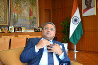 Indian Ambassador to Japan Sibi George during an interview in Tokyo on Tuesday