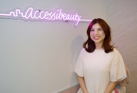 Rie Usui, chief of Accessibeauty, in Tokyo on April 18