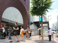 The plot of land in front of the Kyukyodo stationery shop in Tokyo's upscale Ginza district, pictured on Friday, has the highest per-square-meter roadside land price in Japan for 40 years in a row.