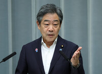 Deputy Chief Cabinet Secretary Kazuhiko Aoki speaks at a press conference at the prime minister's office in Tokyo on Wednesday.